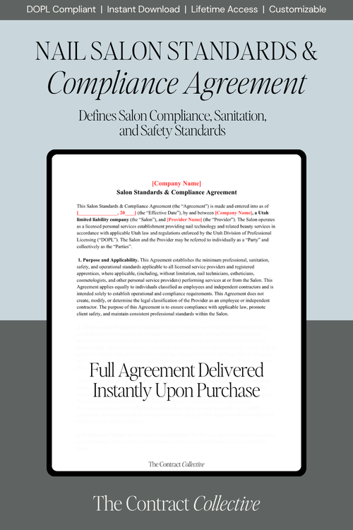 Example salon standards agreement