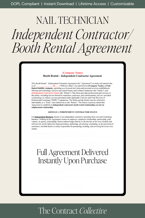 Nail technician independent contractor/booth rental agreement preview